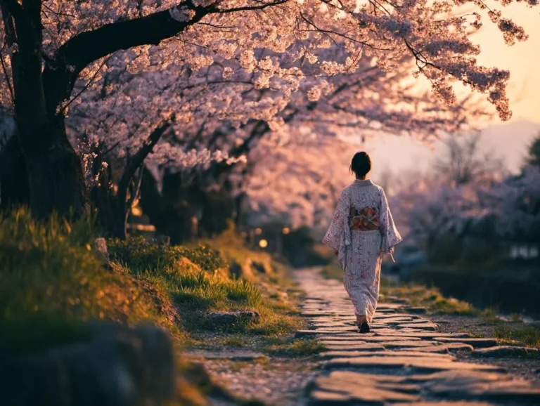 Bunga sakura bermekaran di taman Jepang saat musim semi — pemandangan ideal untuk traveler dari Bali yang mencari keindahan dan budaya musim semi