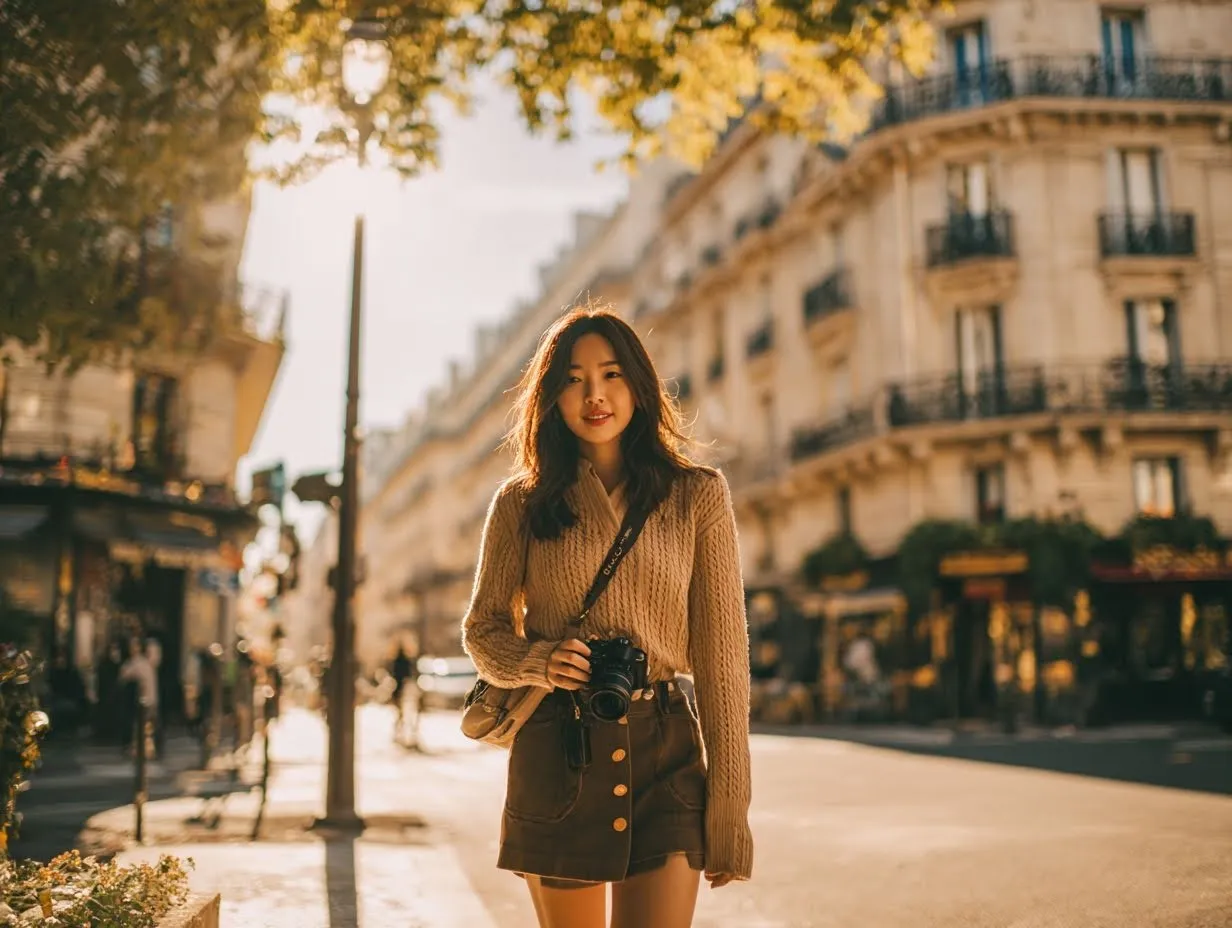 Must-see Paris landmarks for first-time visitors from Bali—Eiffel Tower at night, Notre-Dame Cathedral, Louvre Museum, Sacré-Cœur, and Arc de Triomphe