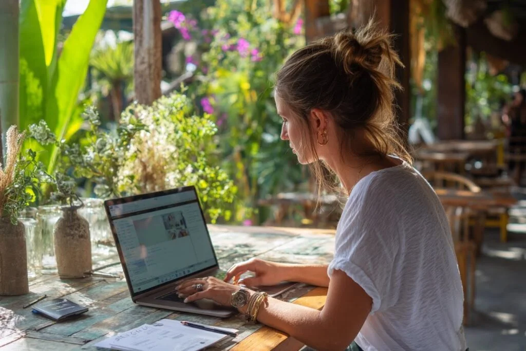 Timeline proses aplikasi visa Mongolia untuk WNA yang mengajukan dari Bali, menampilkan paspor, kalender, tiket pesawat, reservasi hotel, dan formulir kedutaan