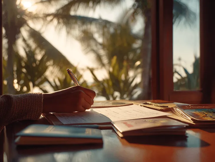 Indian visa requirements confusion for travelers in Bali, showing online e-visa application form, passport, and different visa categories like tourist, business, and medical